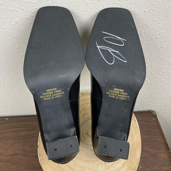 Details Black Chunky Leather Heels Size 9B EUC - Picture 7 of 9
